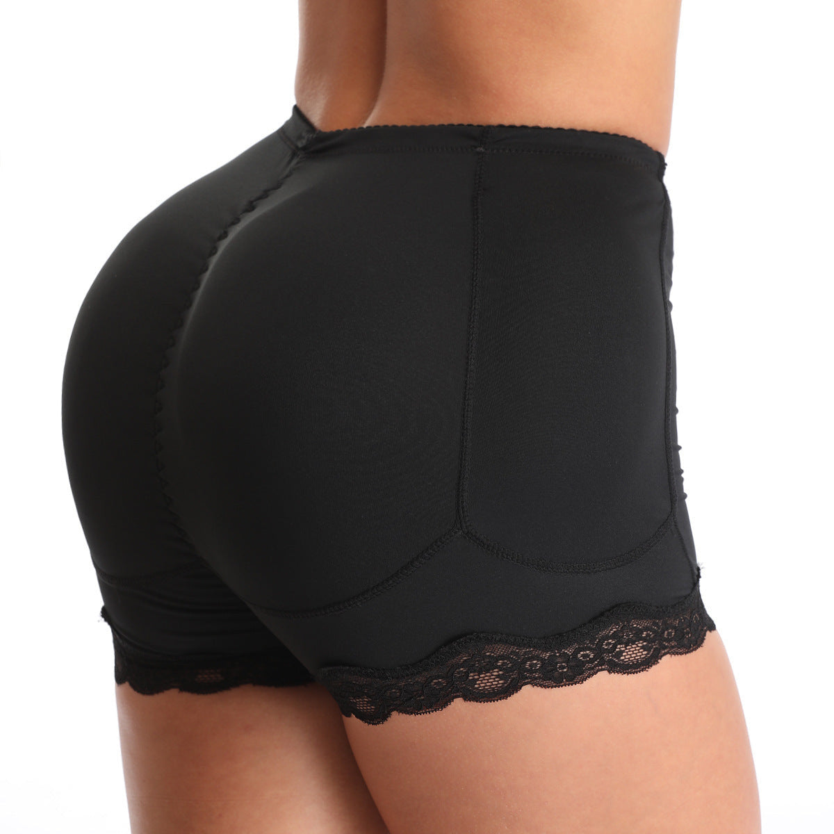 Lace-Trimmed Enhancing Body Shaper Shorts | Sculpting Padded Undergarment for a Seamless Look