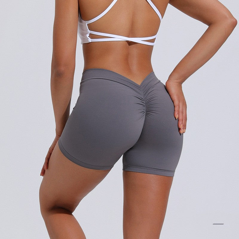 V-Back Athletic Fitness Shorts  |  High Waist Hip Lift Yoga Shorts for Women