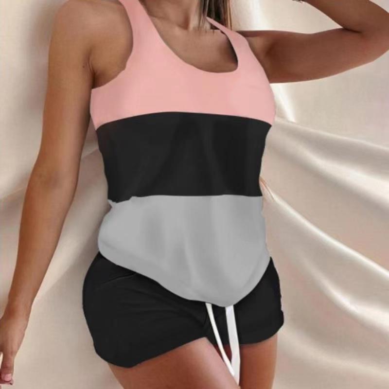 Color-Blocked Workout Tank and Shorts Set | Women’s Activewear Co-ord