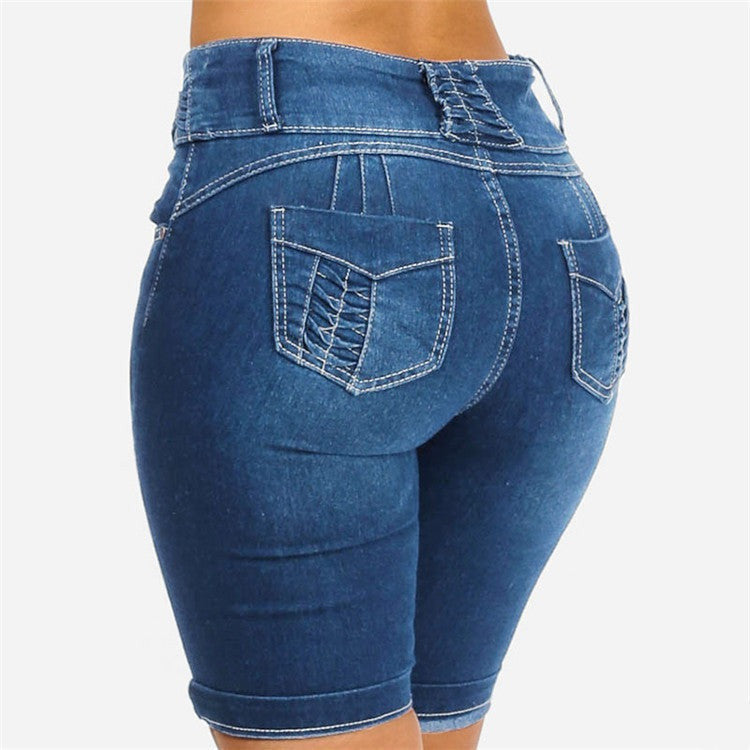 Bodycon Jorts for Women | Stretch Knee-Length Jean Shorts