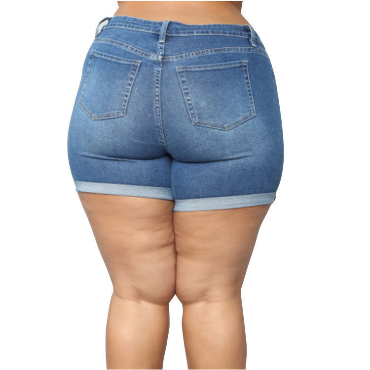 Plus Size Stretch Shorts | Curve Accentuating Jean Shorts for Confident Summer Days