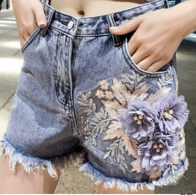 Boho Floral Embroidered Jean Shorts | Frayed Hem Jorts for a Free-Spirited Summer Style