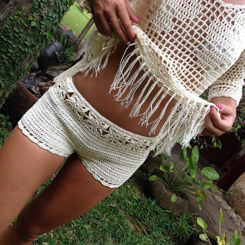 Boho Beach-Ready Crochet Shorts | Trendy Swimming Trunks for Sun-Soaked Days