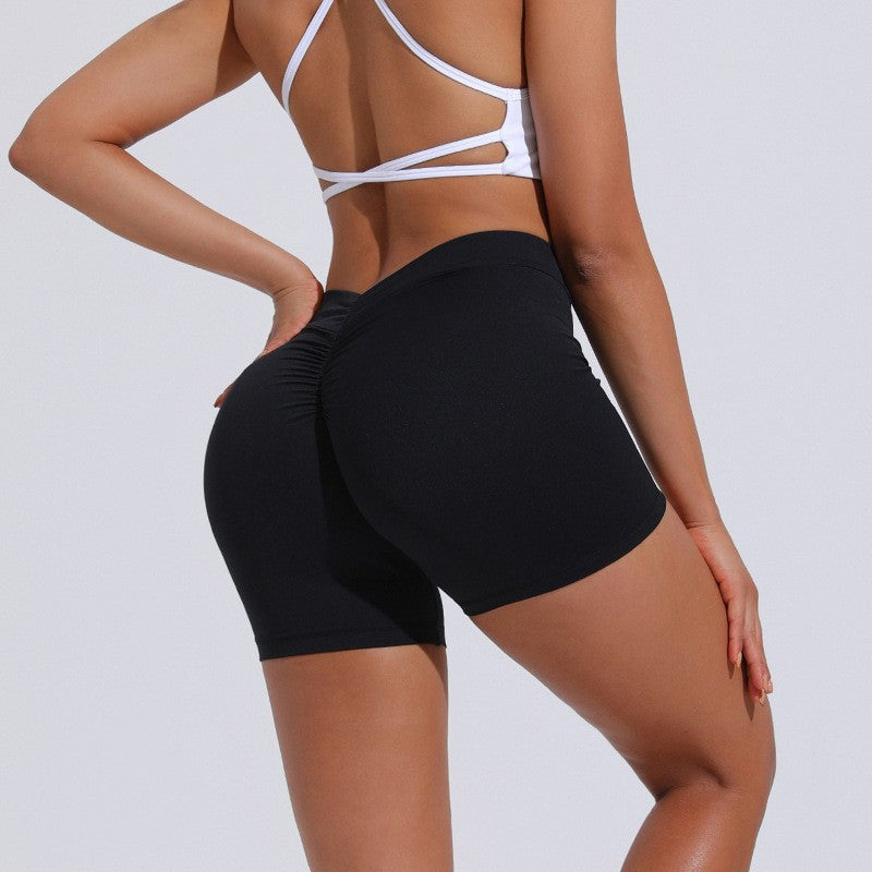 V-Back Athletic Fitness Shorts  |  High Waist Hip Lift Yoga Shorts for Women