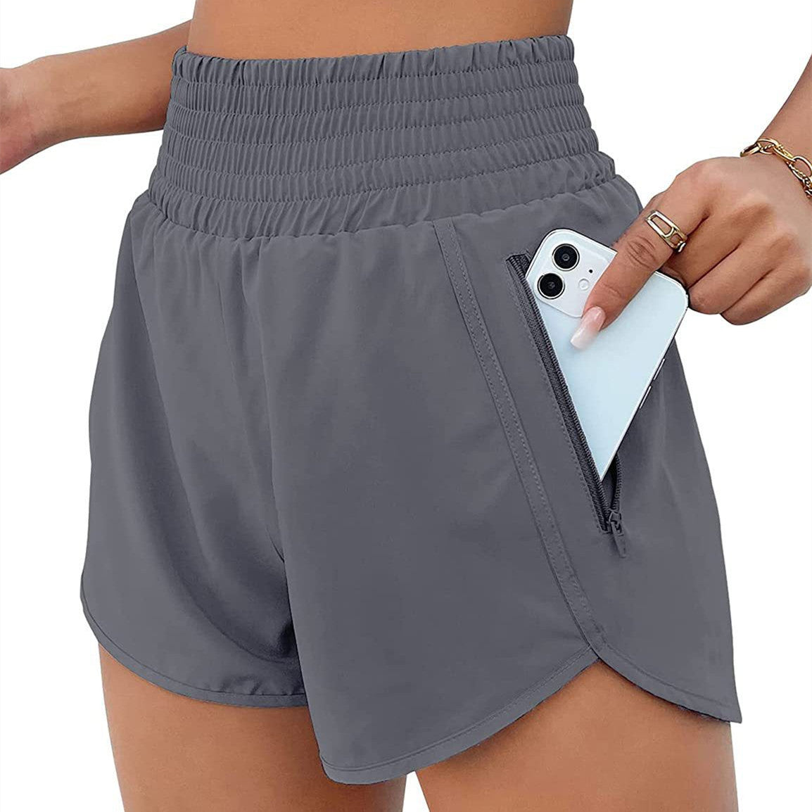 Sporty High-Waist Running Shorts⎥Athletic Shorts with Elastic Belt