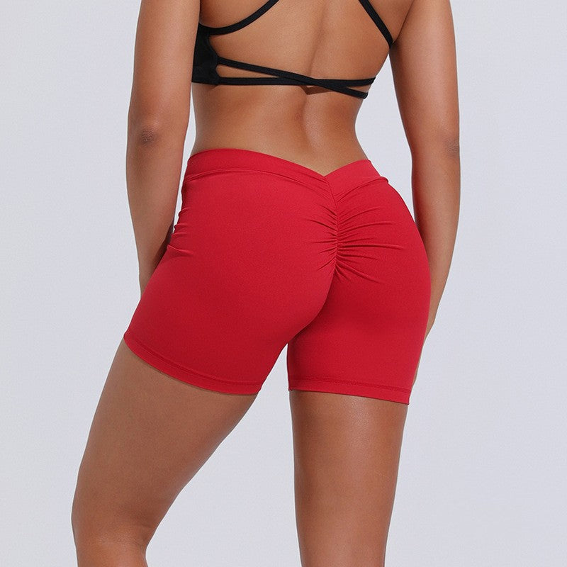 V-Back Athletic Fitness Shorts  |  High Waist Hip Lift Yoga Shorts for Women