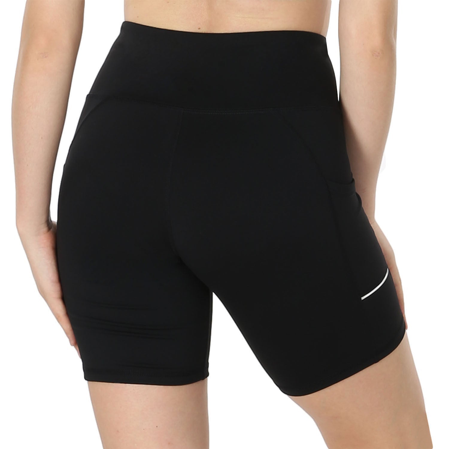 Active Essentials Biker Shorts⎥Reflective Stripe & Side Pockets for Workout Comfort