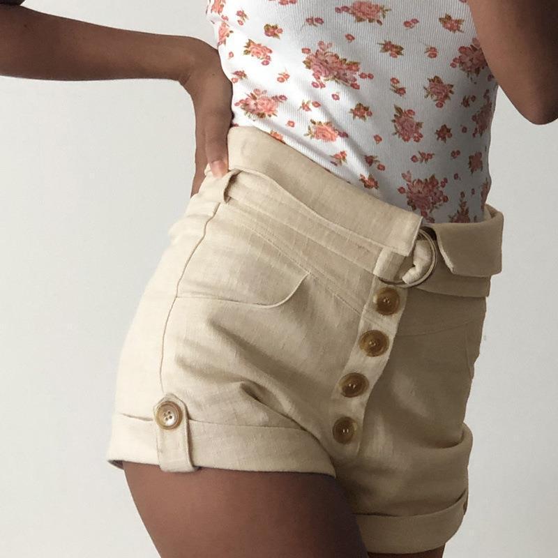 Casual Khaki Belted Button Shorts | Relaxed Fit for Everyday Comfort