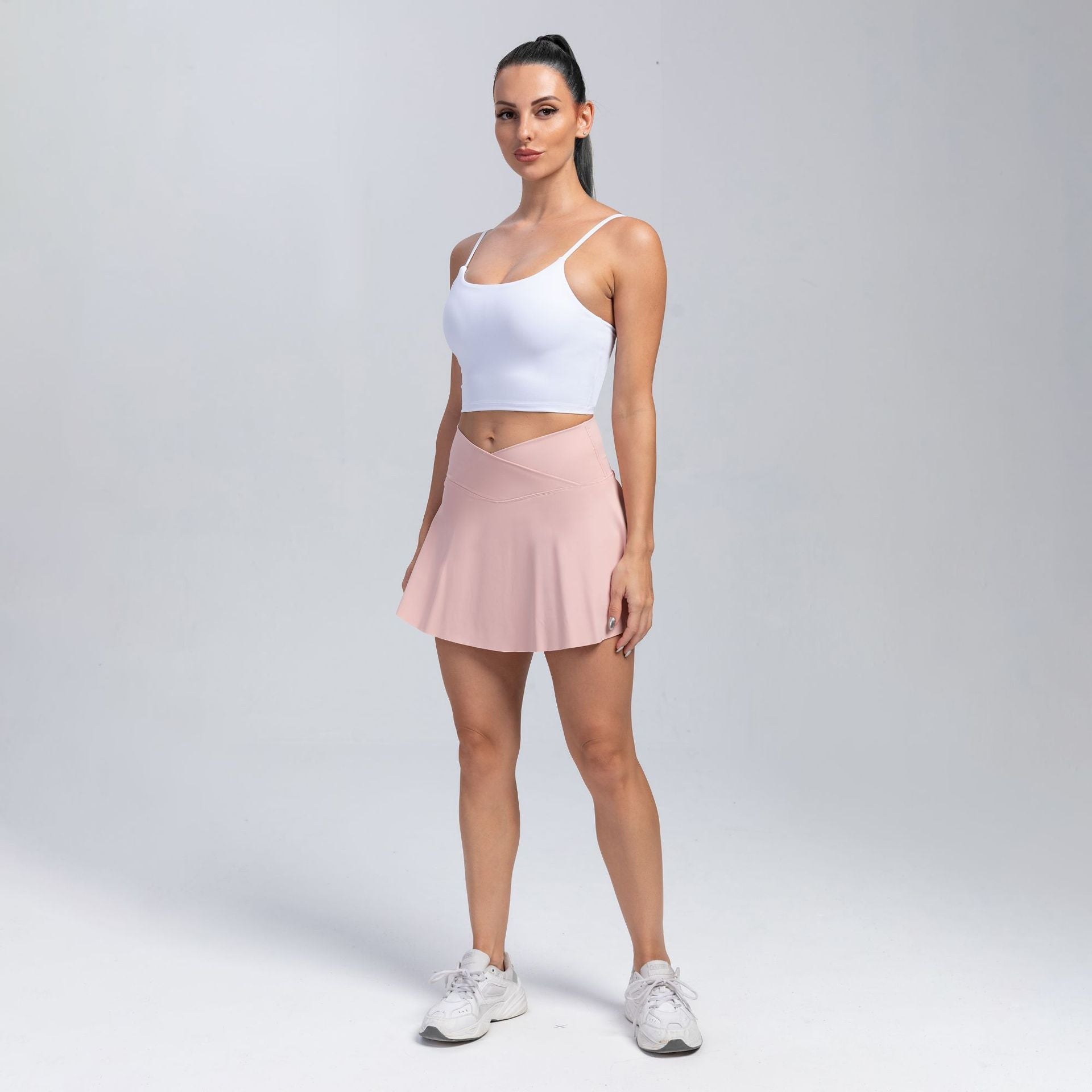 Athletic Wrap-Style Skort | Yoga Shorts with Skirt Overlay