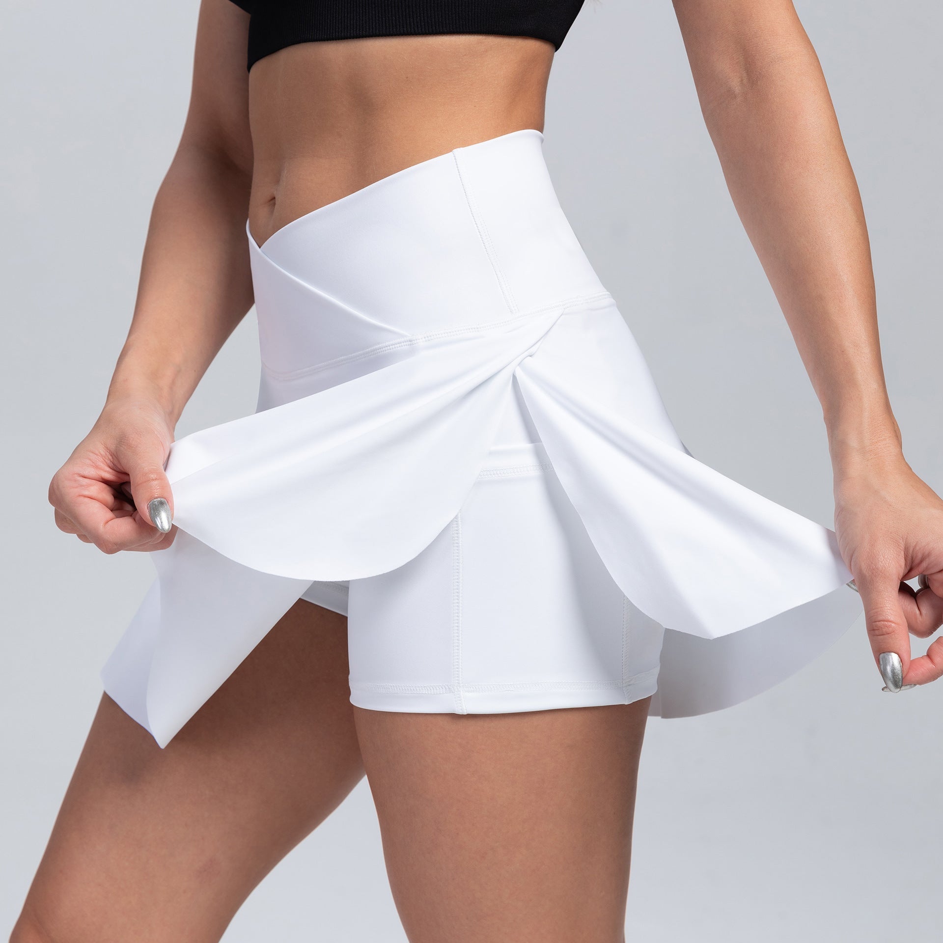 Athletic Wrap-Style Skort | Yoga Shorts with Skirt Overlay