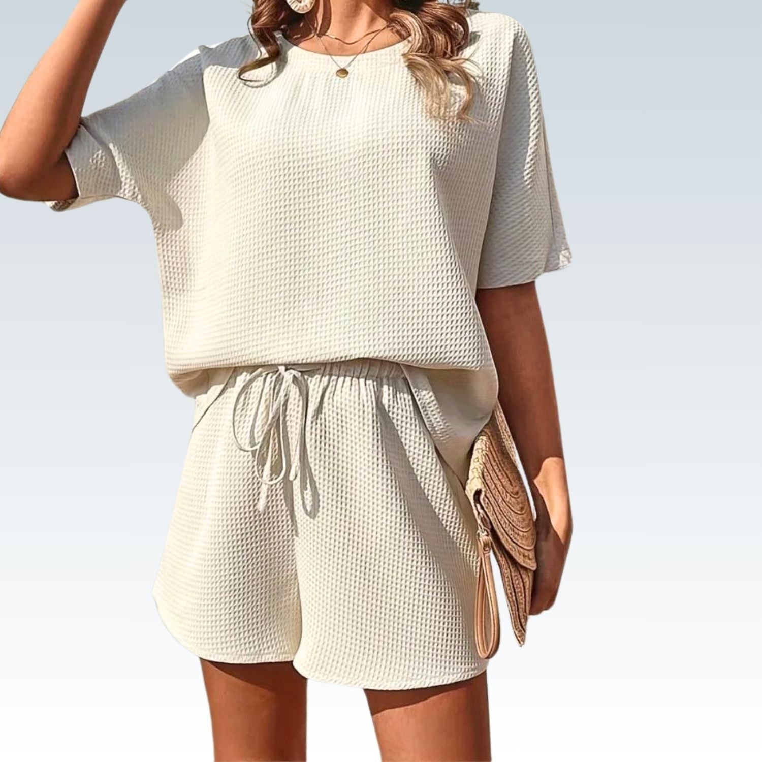 Chic Bat T-Shirt & Solid Color Shorts Set⎥Fashionable Short Sleeve 2-Piece Outfit for Women.