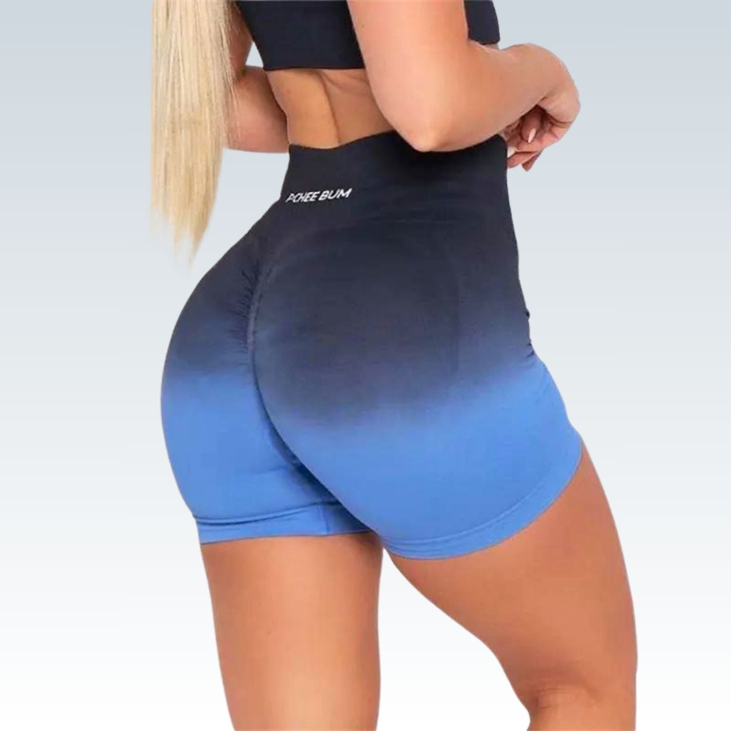 Gradient Seamless Yoga Shorts⎥High-Waist Push-Up Biker Gym Tights for Women.