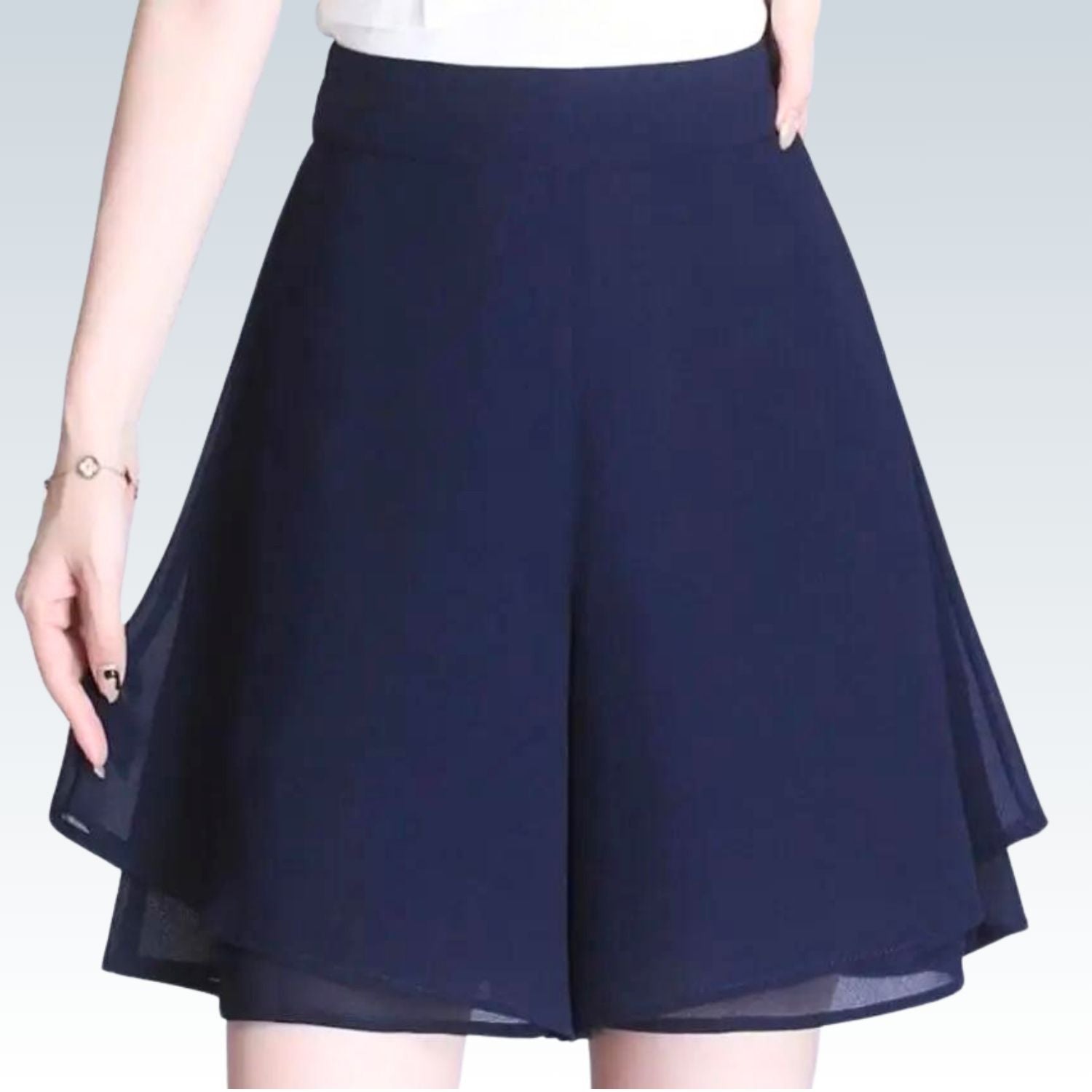 Double Layer High-Waist Chiffon Skort⎥Loose Wide-Leg Skirt Shorts for Women.