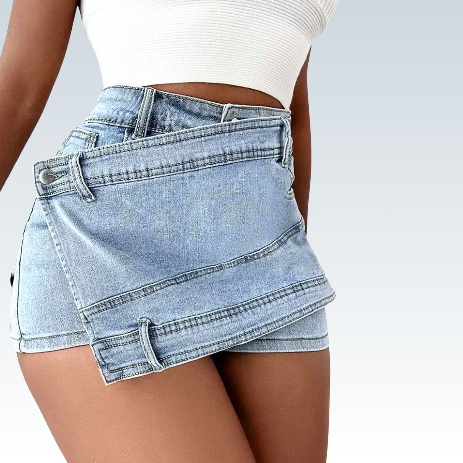 The Ultimate Fashion Hybrid: Mini Skort⎥Street-Style Wrap Jean Skirt Shorts.