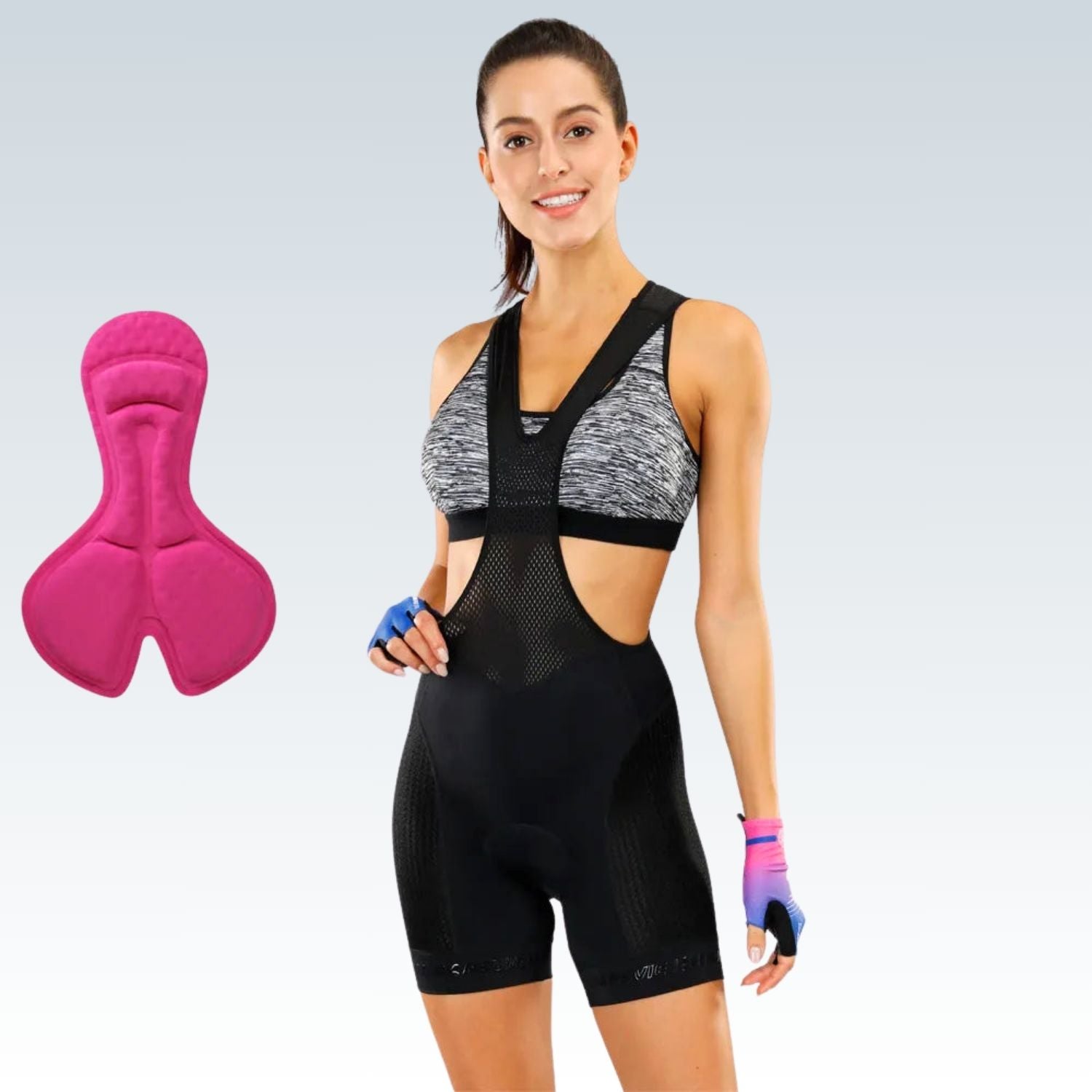 Pro Women's Cycling Bib Shorts⎥Super Short with Soft 3D Sponge Shockproof Pad.