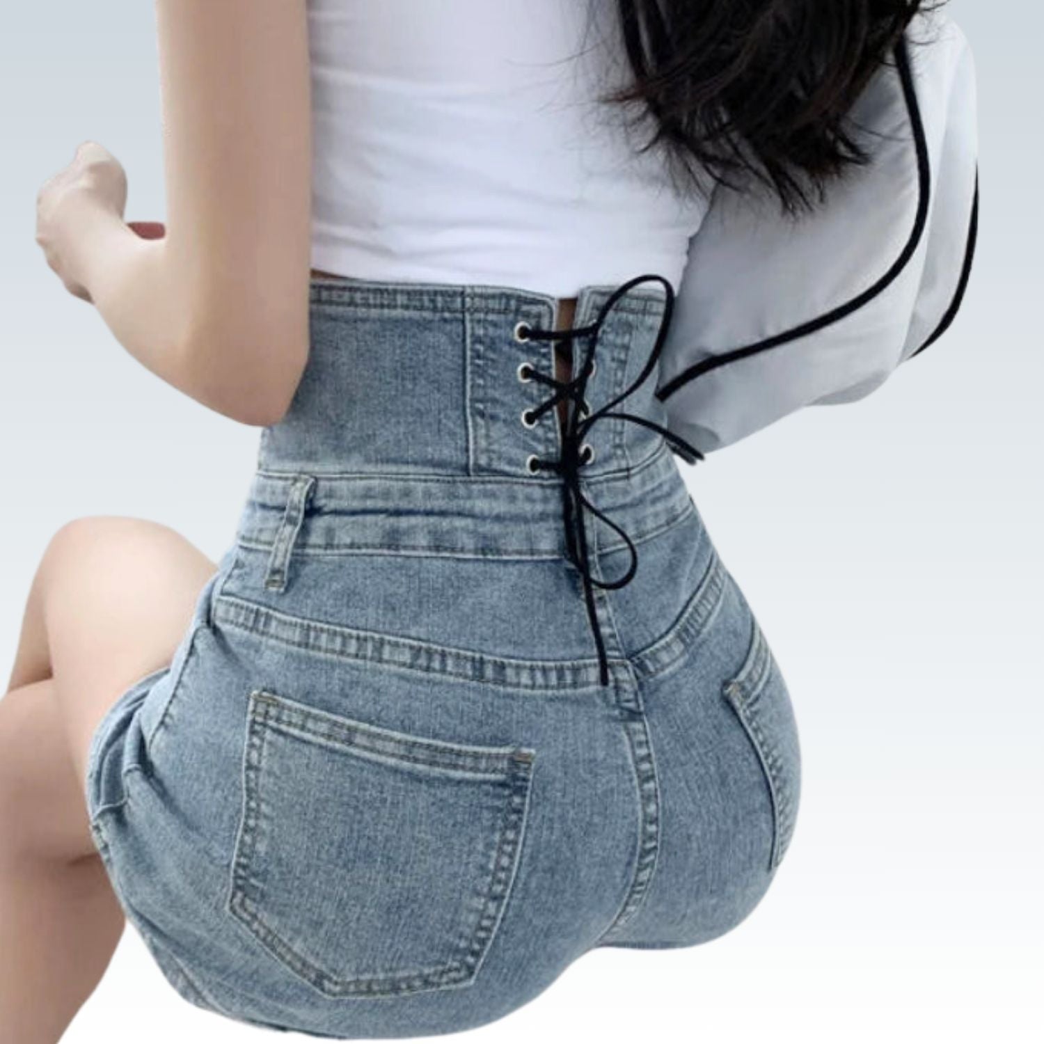 Lace-Up High Waisted Jean Shorts⎥Casual & Stylish Jorts for Women