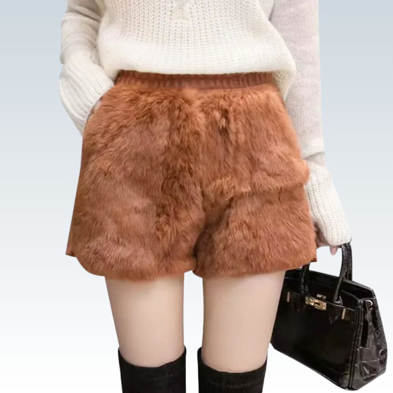 Cozy Artificial Fur Plush Shorts⎥Elastic High Waist & Thick Warmth Shorts for Women