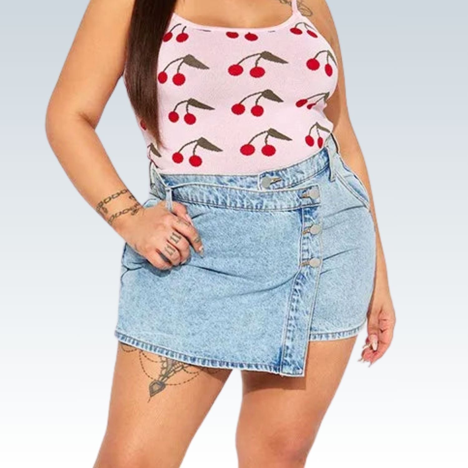 High Waist Skort with Button Design ⎥ Loose Straight Skirt Shorts