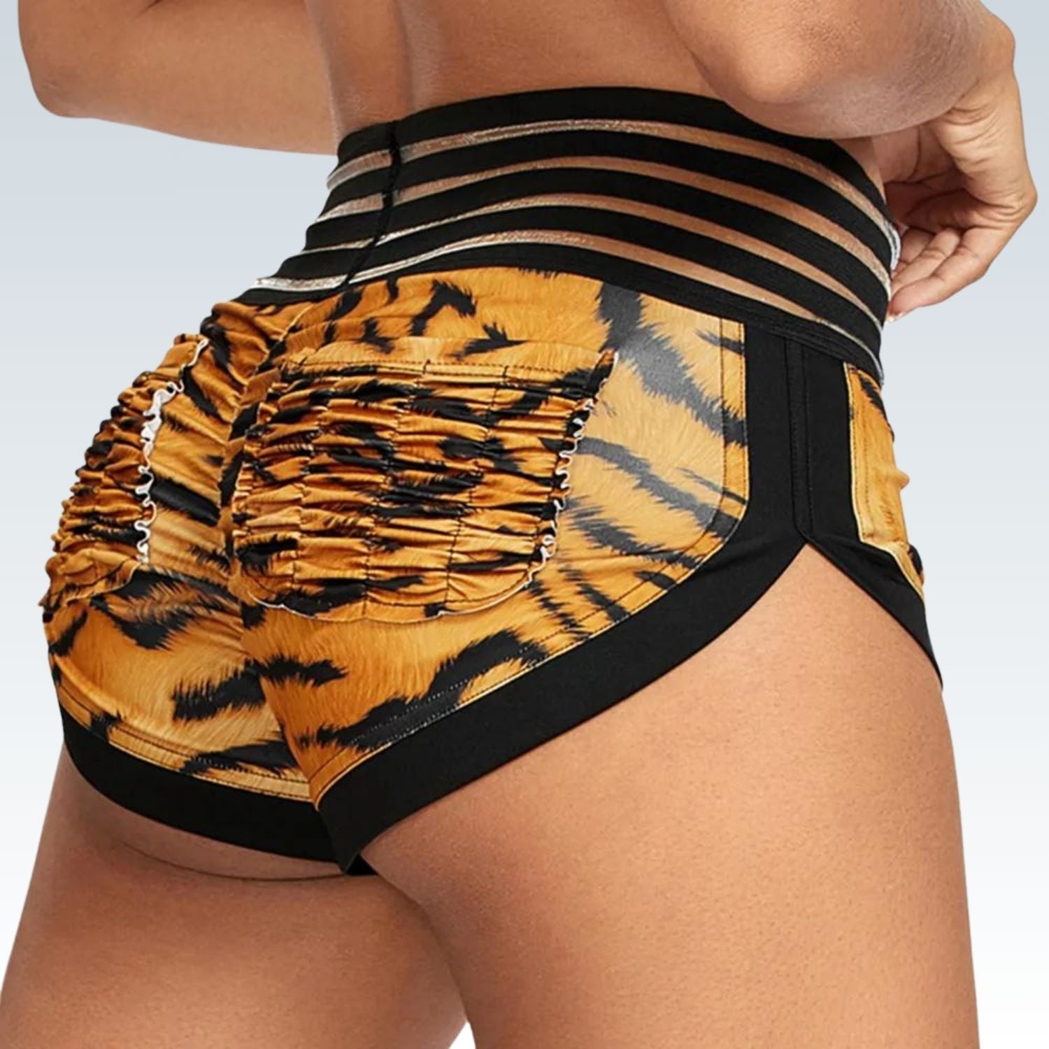 Animal Print High-Waist Yoga Shorts - Scrunch Butt, Breathable Gym Workout for Women - SHORTS LAND