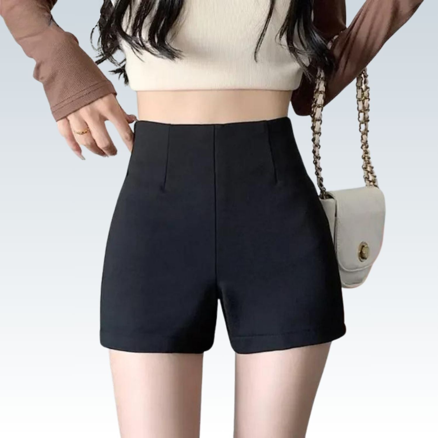 Black High-Waist Shorts⎥Skinny Korean Style.