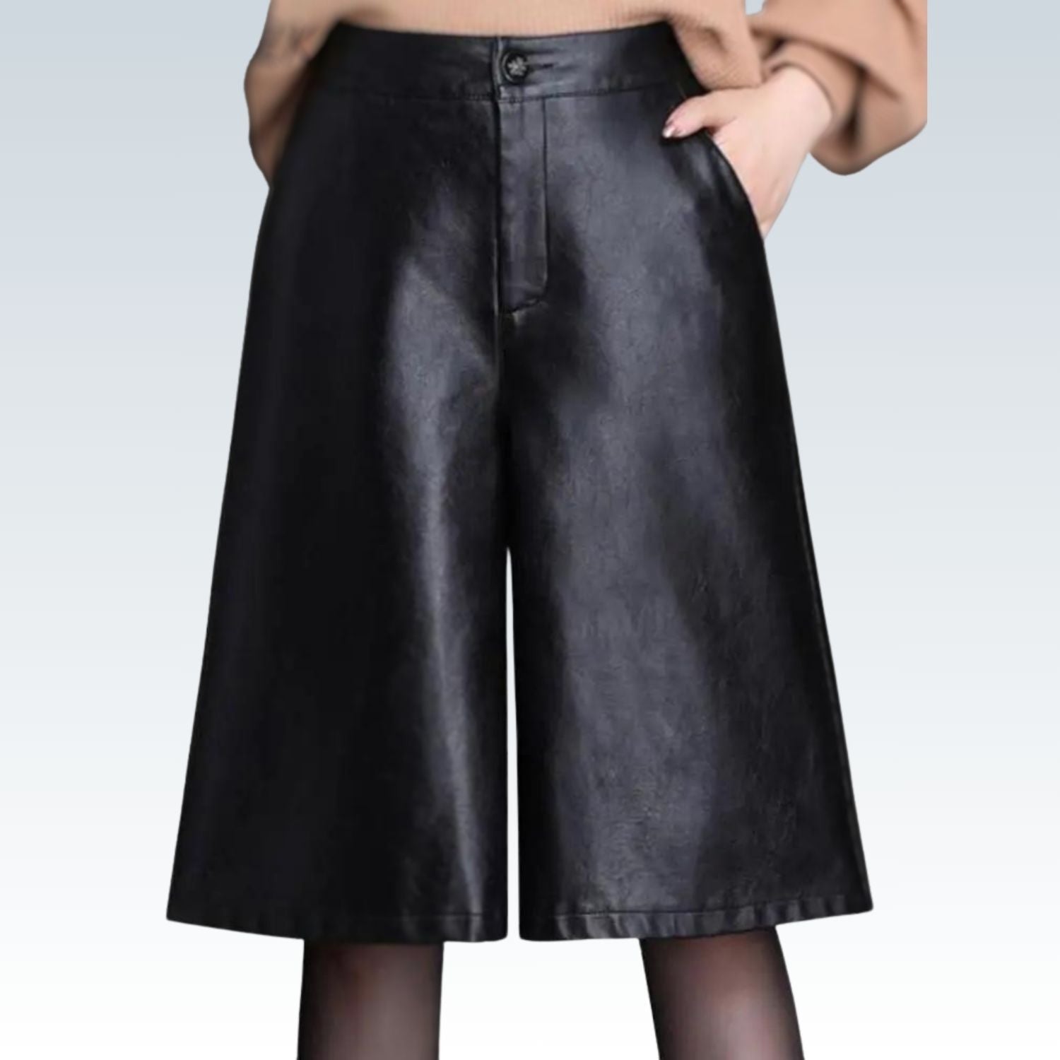 Black PU Leather Bermuda⎥Edgy Sophistication Shorts.