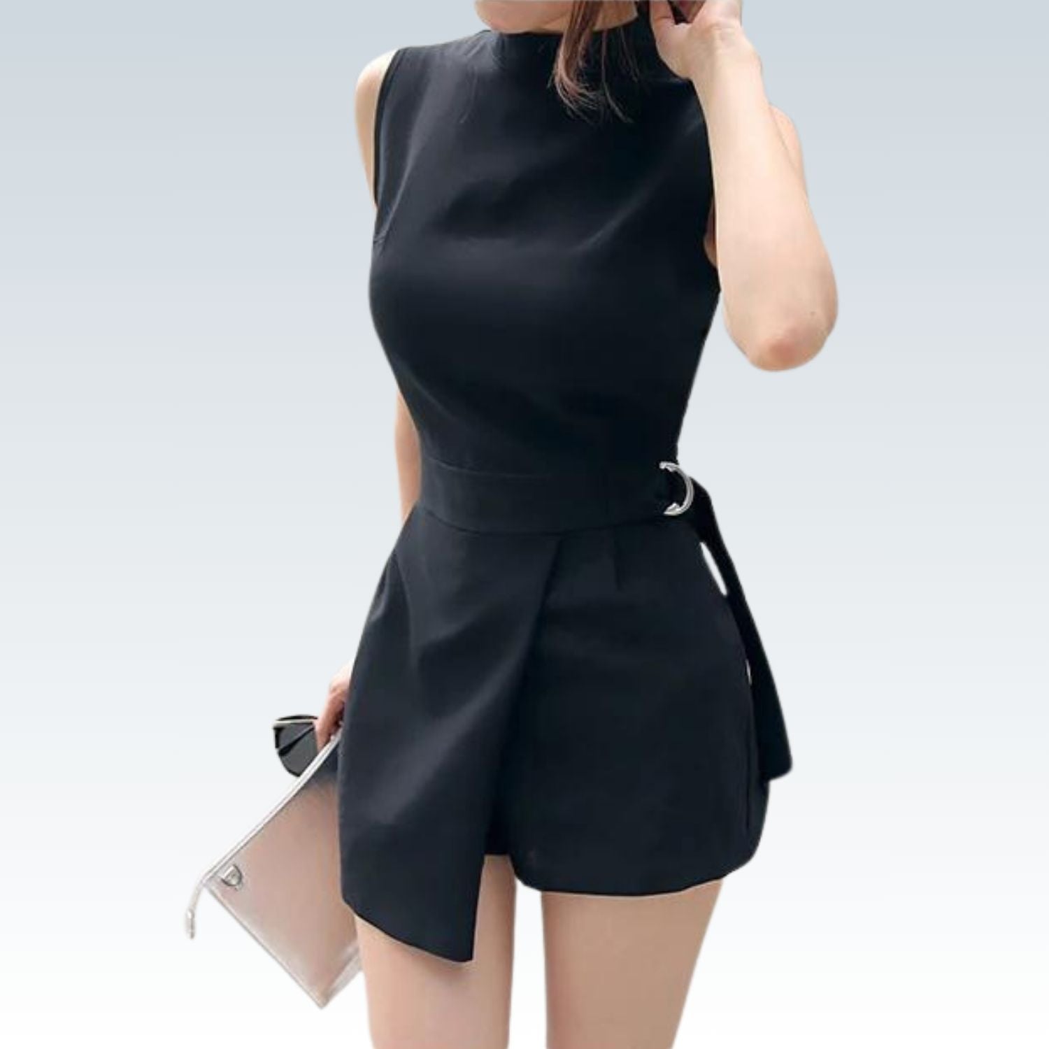 Black Slimming Romper for Women | Casual & Chic Korean Fashion