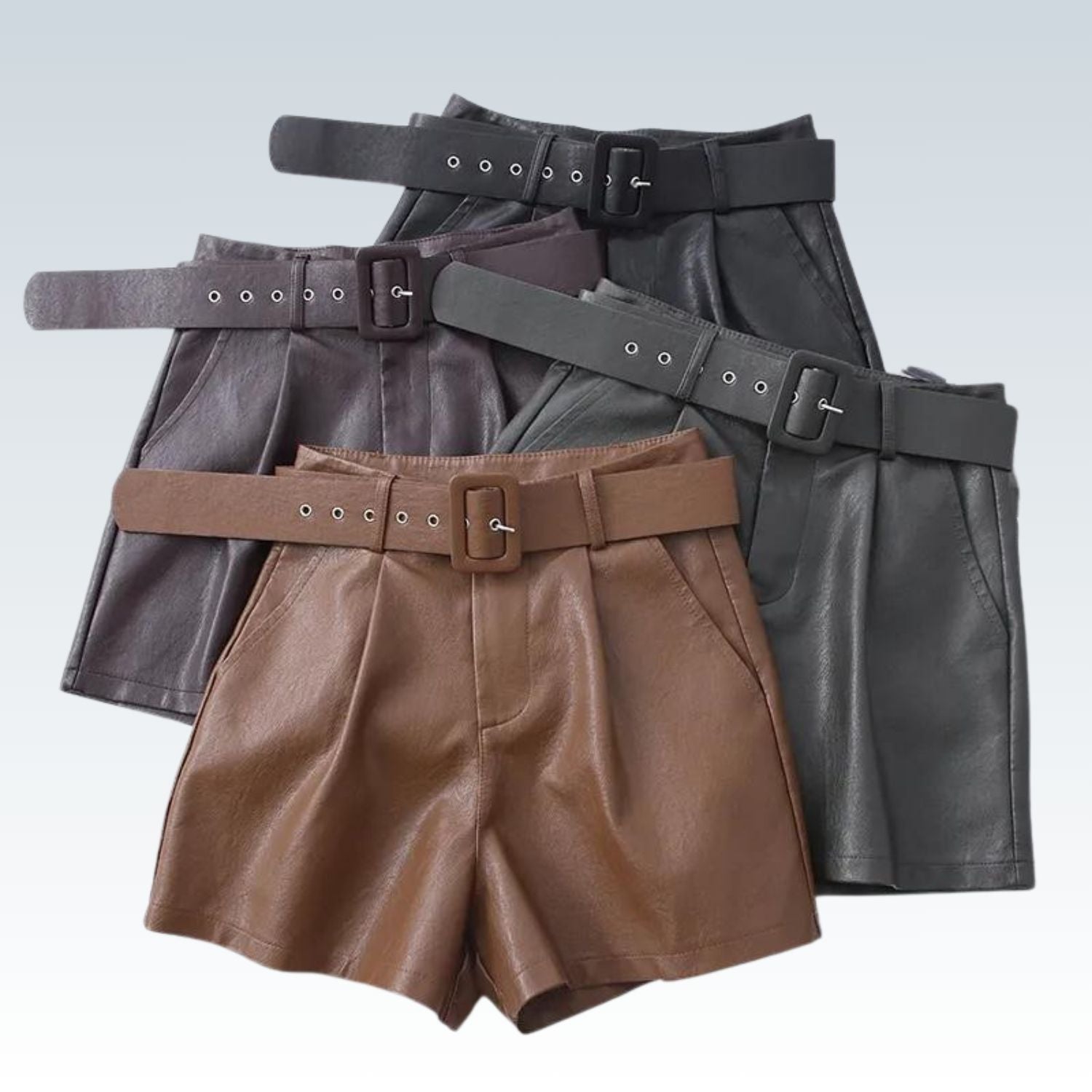 Chic PU Leather Wide-Leg Shorts⎥All-Match Sashes & Sexy Short Design for Women