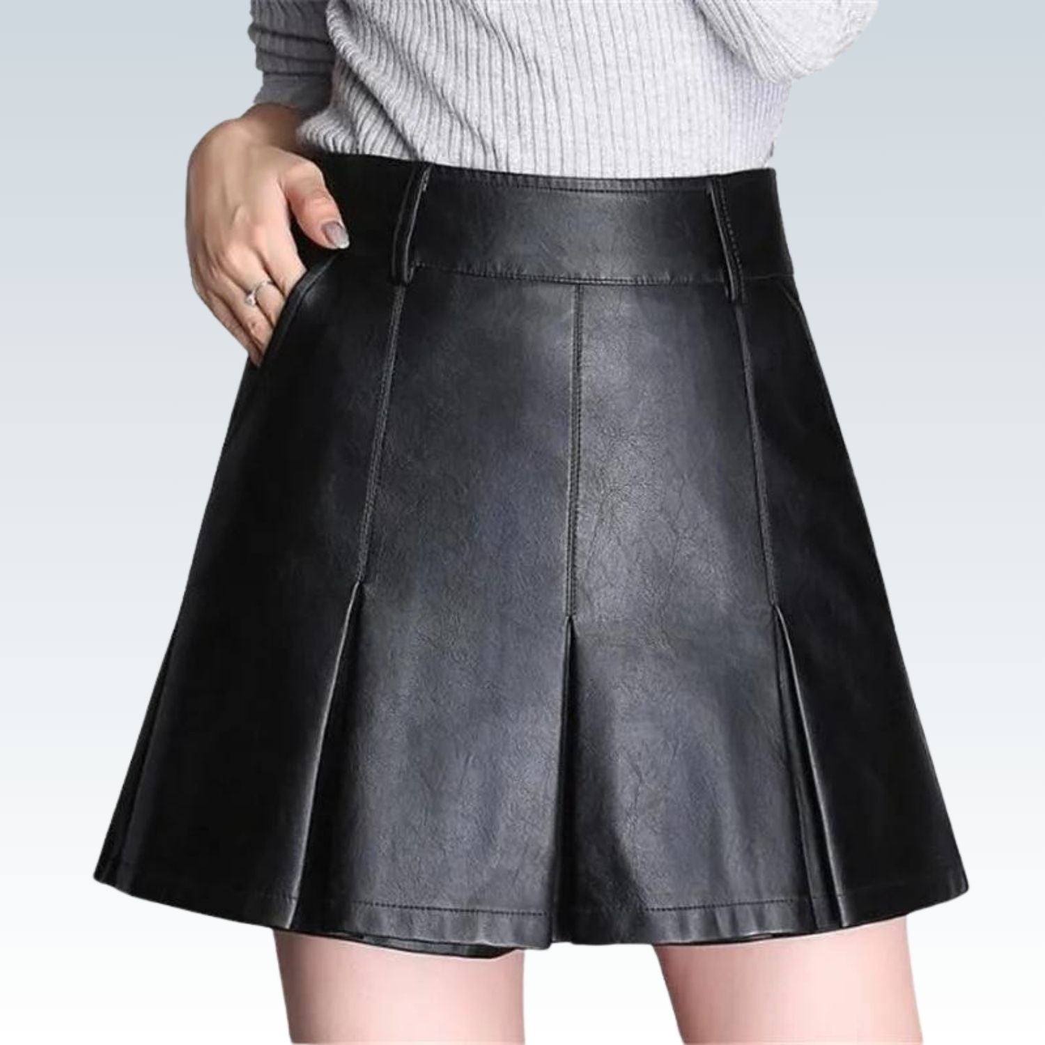 Fashionable Loose PU Leather Skort⎥Wide-Leg Bootcut Design Skirt Shorts for Women.