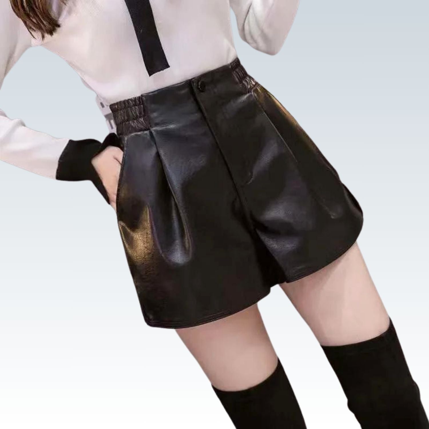 Casual A-Line Leather Shorts⎥Chic Loose Fit Women's Fashion Pants.