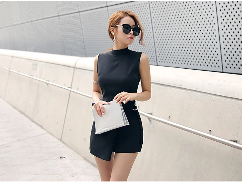 Black Slimming Romper for Women | Casual & Chic Korean Fashion