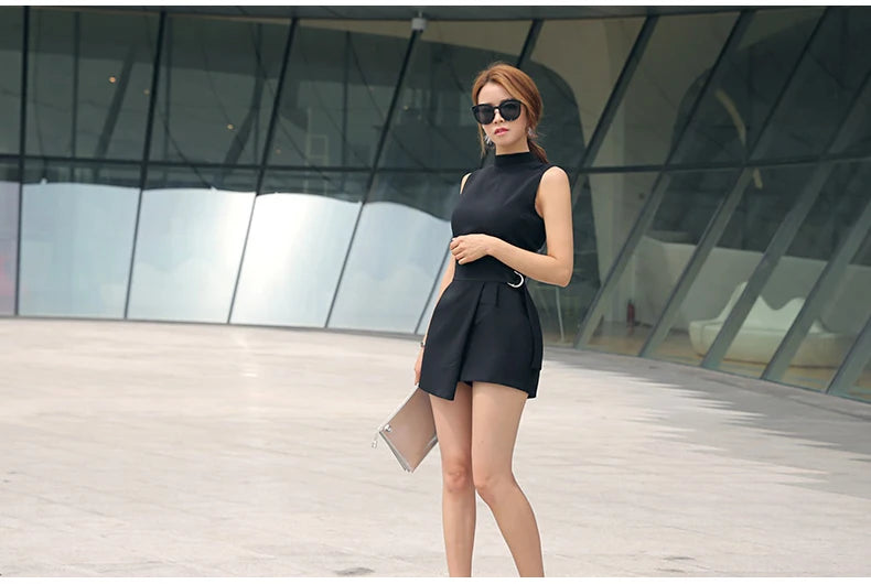 Black Slimming Romper for Women | Casual & Chic Korean Fashion