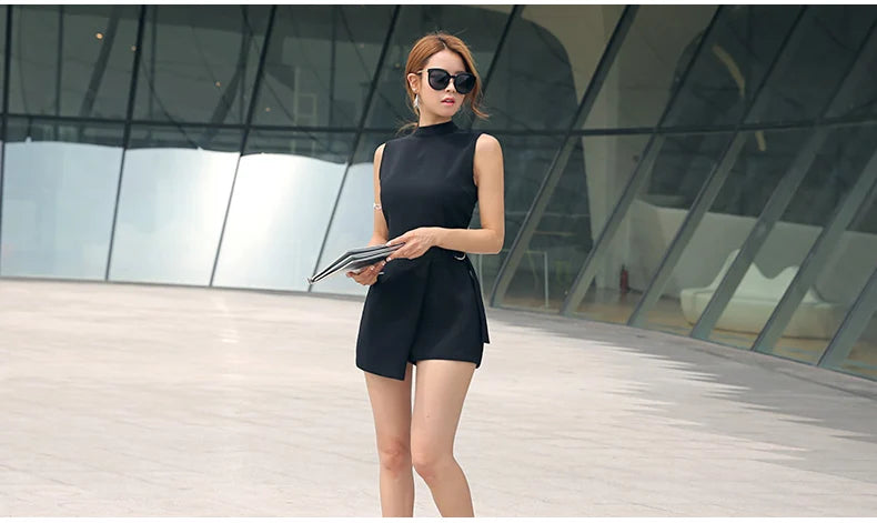 Black Slimming Romper for Women | Casual & Chic Korean Fashion