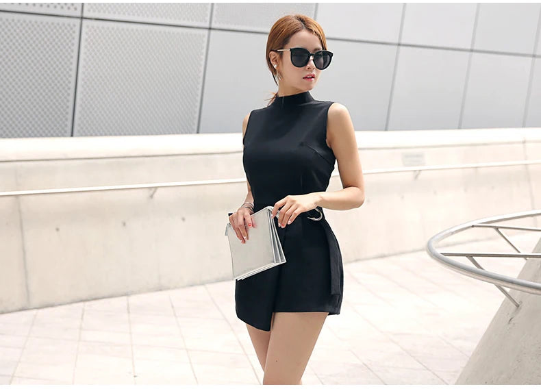 Black Slimming Romper for Women | Casual & Chic Korean Fashion