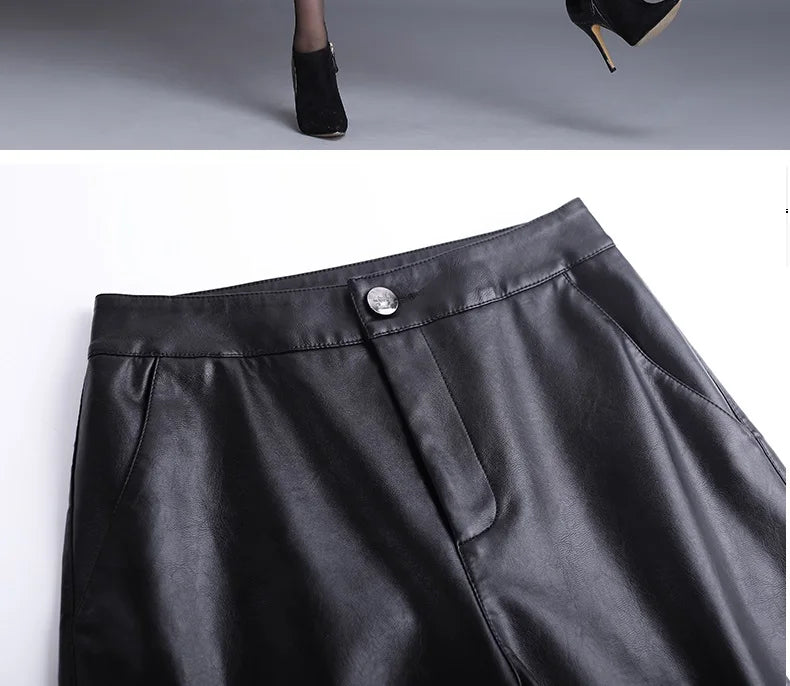 Black PU Leather Bermuda⎥Edgy Sophistication Shorts.