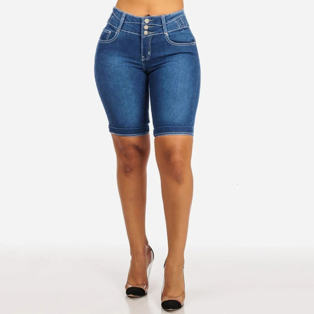 Bodycon Jorts for Women | Stretch Knee-Length Jean Shorts