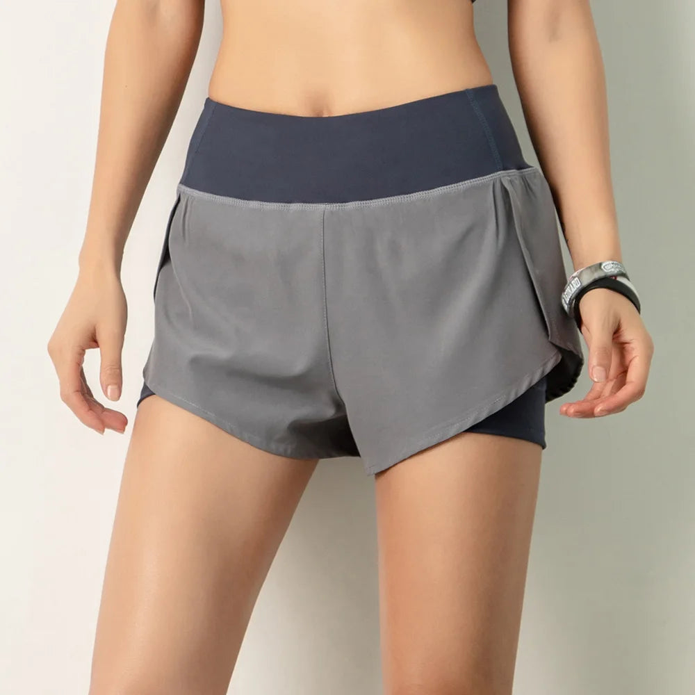 2-in-1 Yoga Shorts for Women⎥Spandex Elastic Top, Running & Gym Workout Shorts