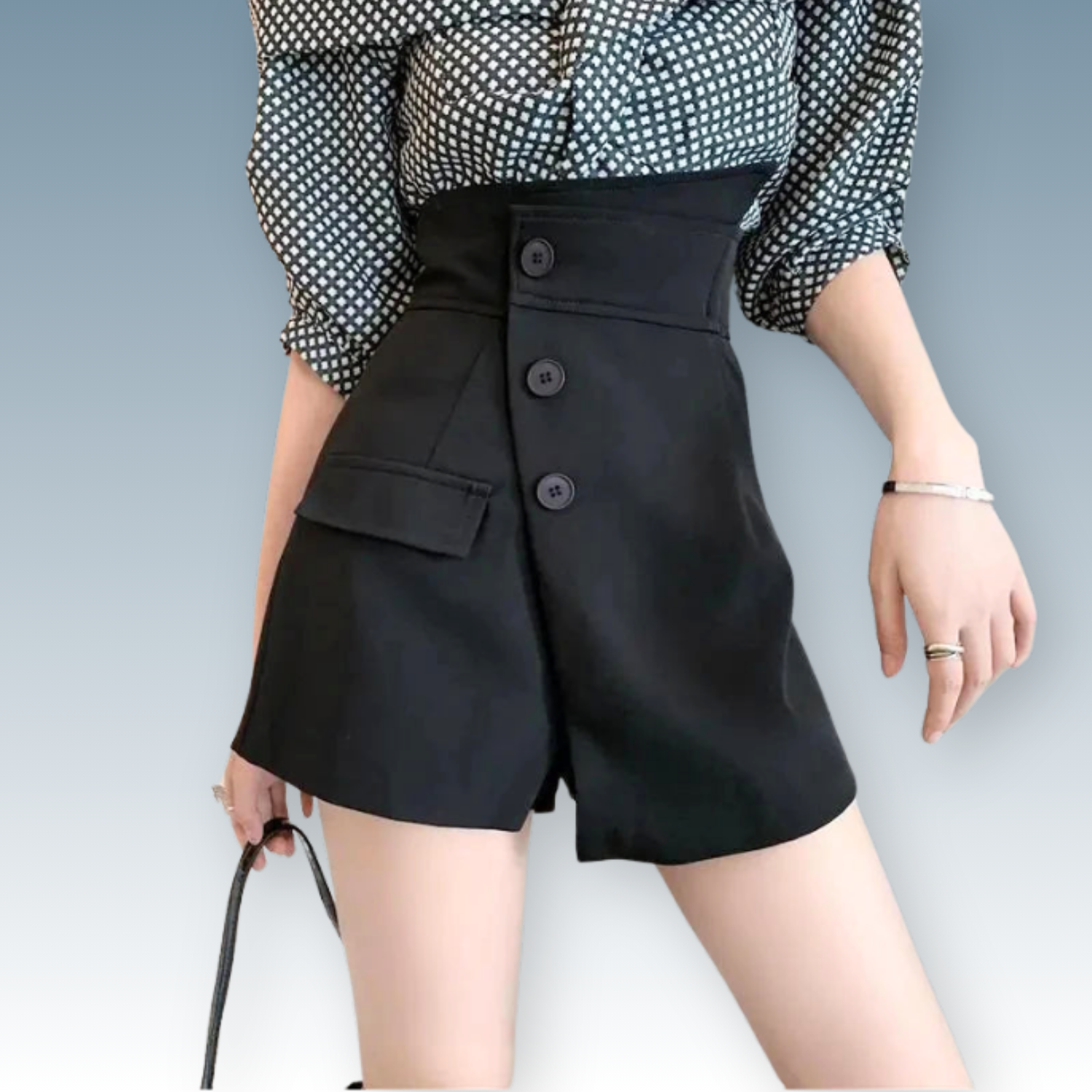 Elegant Black A-Line Skort for Women | High Waist Wide Leg Skirt Shorts.