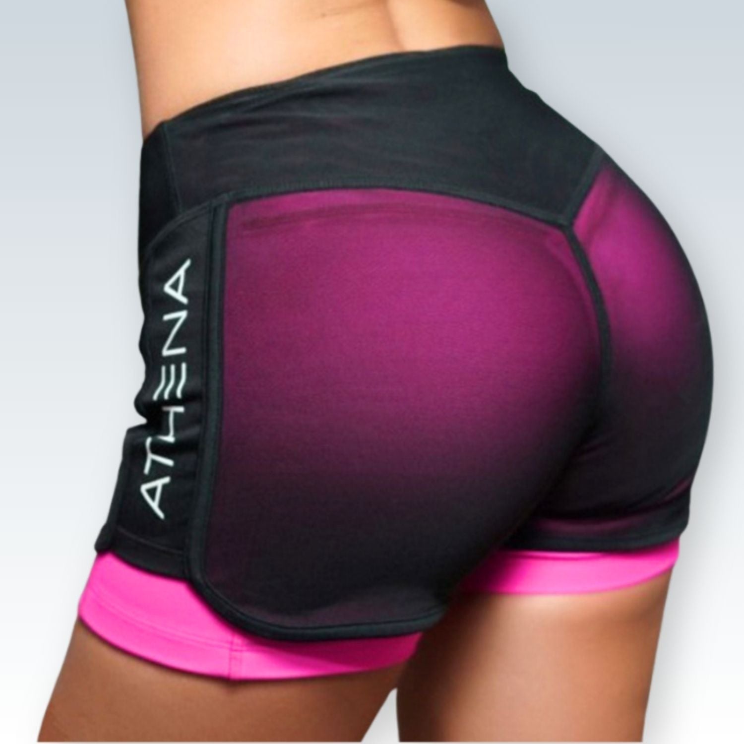 Double-Layered Athletic Shorts for Women | Contrast Panel Workout Shorts with Underlayer