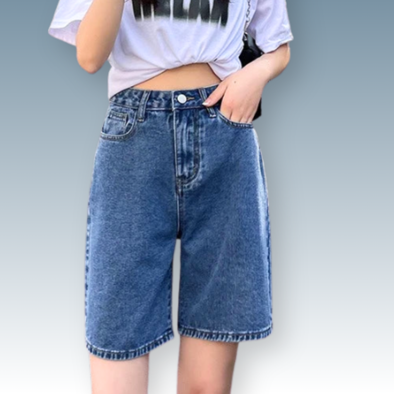 Streetwear Straight Jorts⎥Wide Leg Bermuda Jean Shorts.