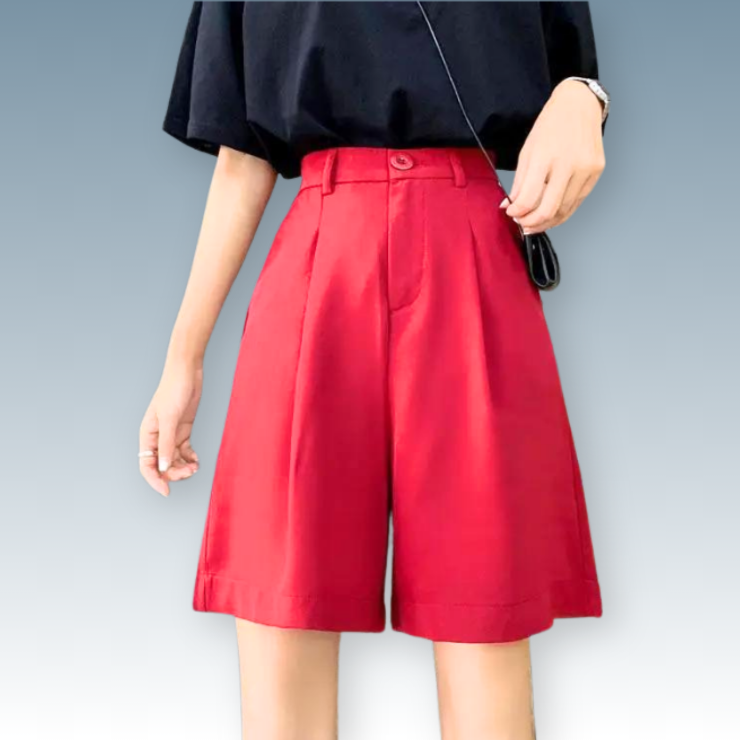 Sophisticated Bermuda Shorts⎥Knee-Length Tailored Wide-Leg Design for Timeless Elegance.