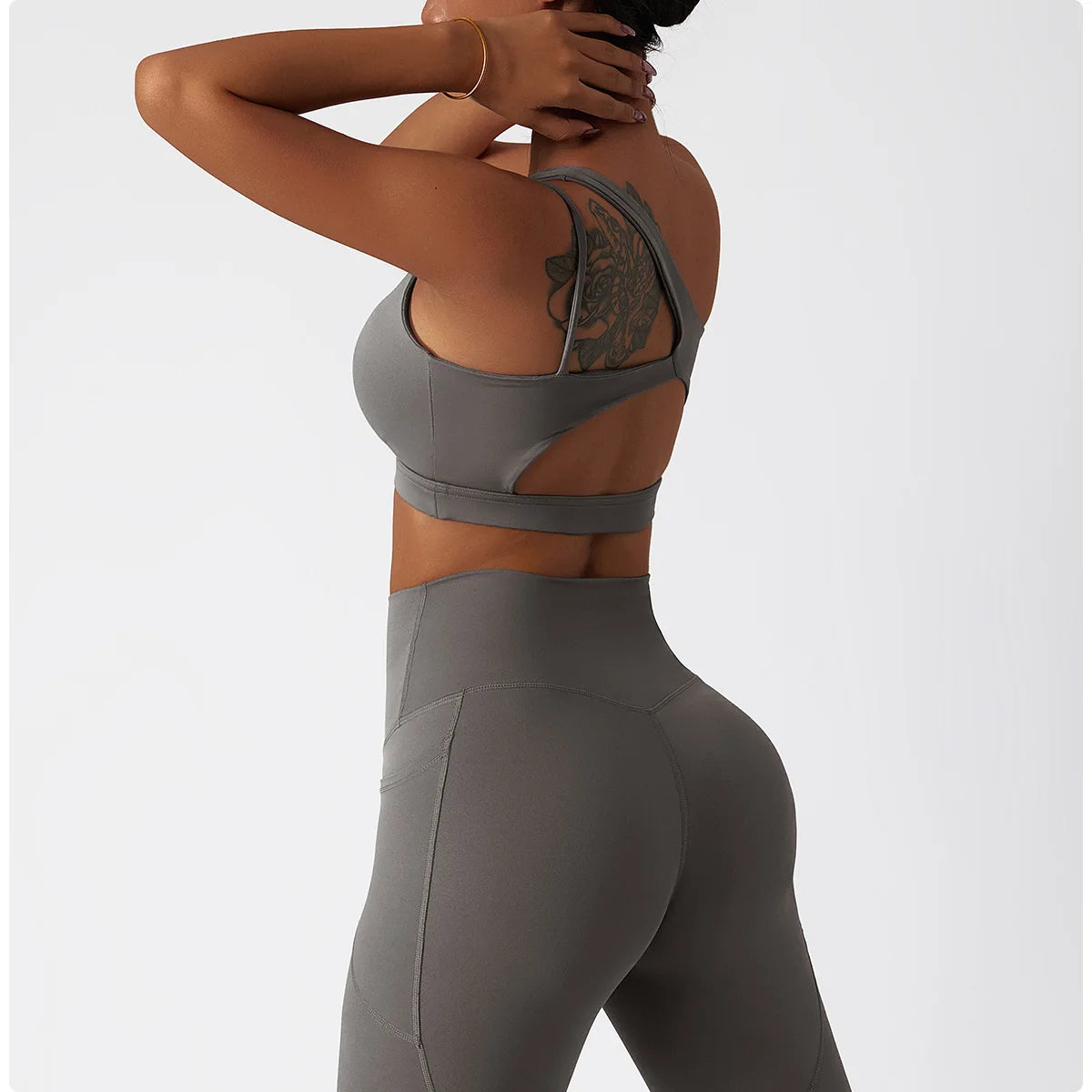 2-Piece Gym Suit Shorts⎥One Shoulder Yoga Set for Women