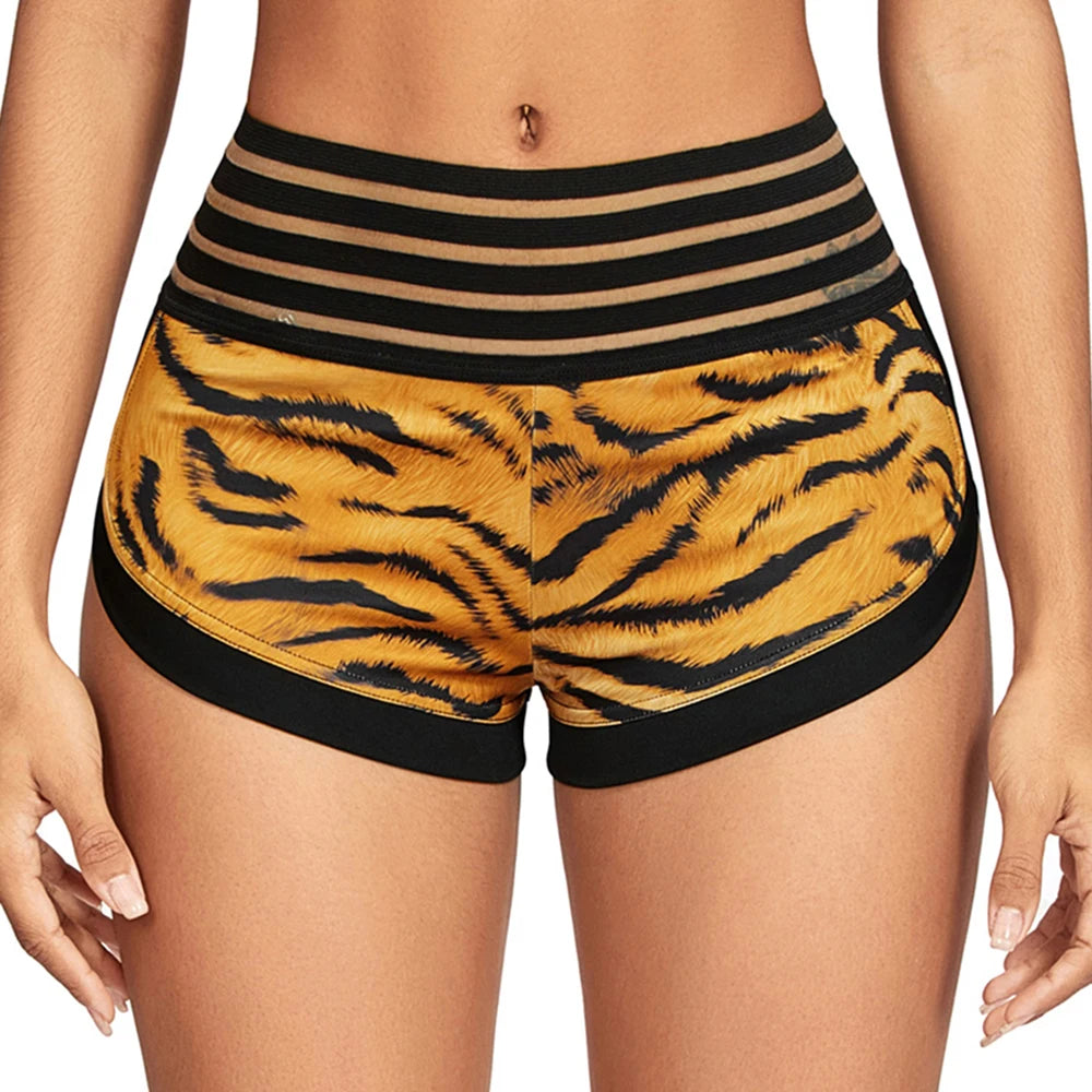 Animal Print High-Waist Yoga Shorts - Scrunch Butt, Breathable Gym Workout for Women - SHORTS LAND