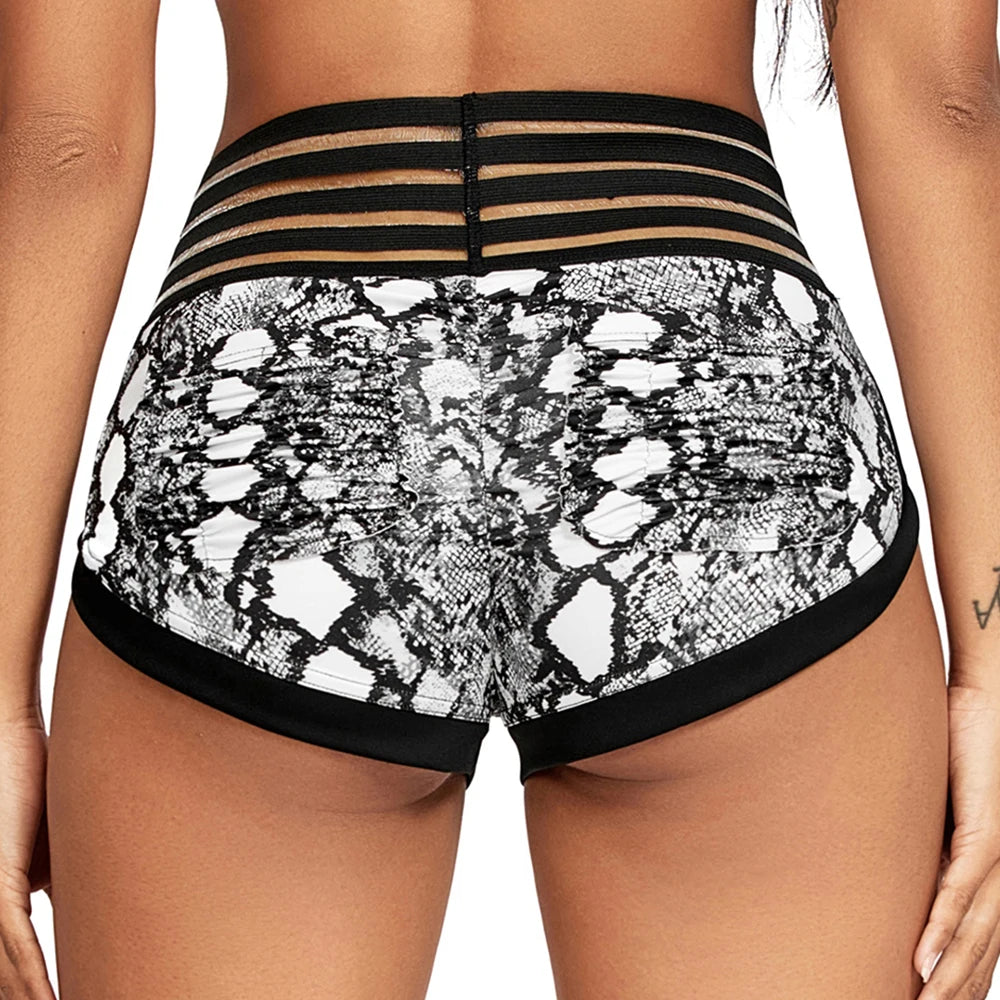 Animal Print High-Waist Yoga Shorts - Scrunch Butt, Breathable Gym Workout for Women - SHORTS LAND