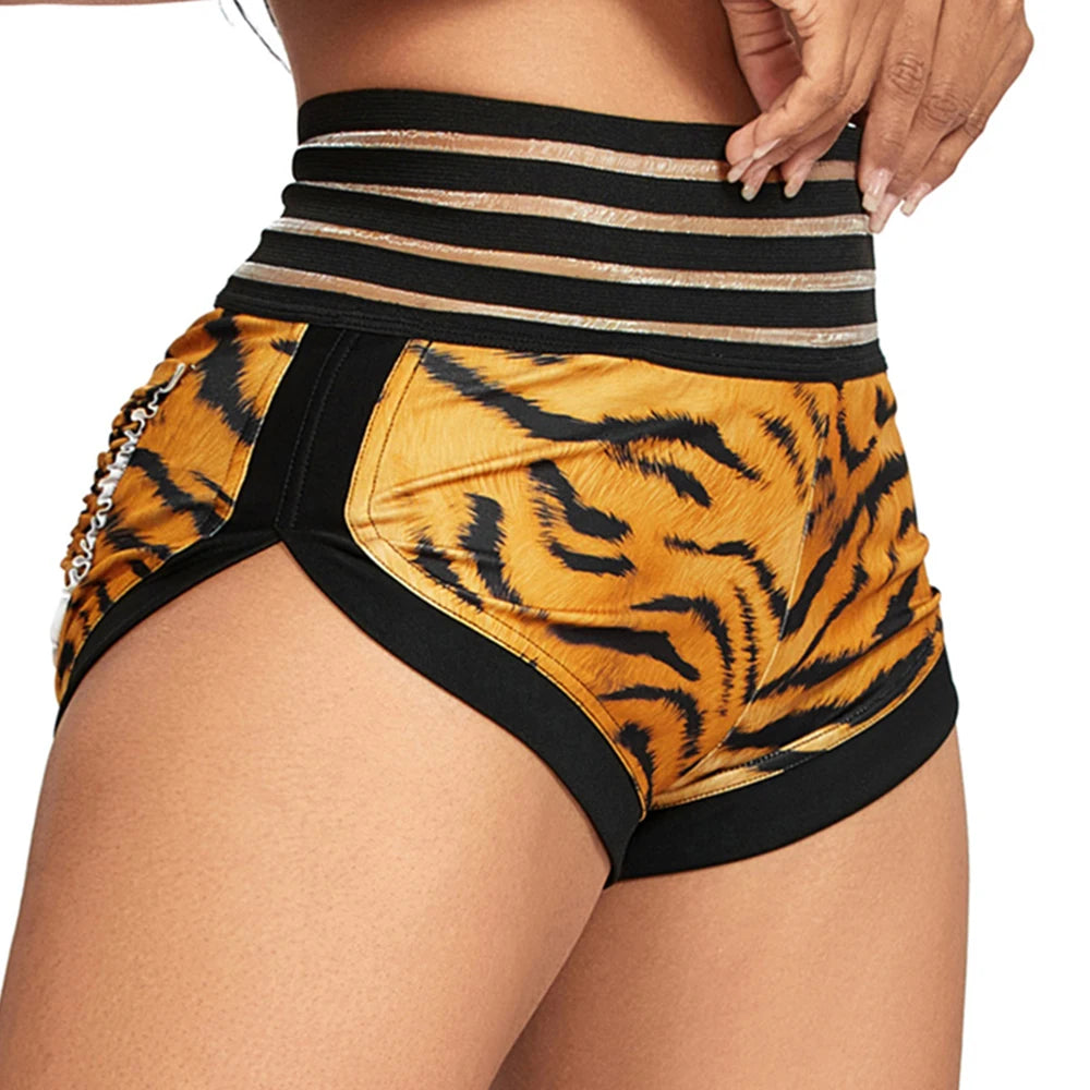 Animal Print High-Waist Yoga Shorts - Scrunch Butt, Breathable Gym Workout for Women - SHORTS LAND