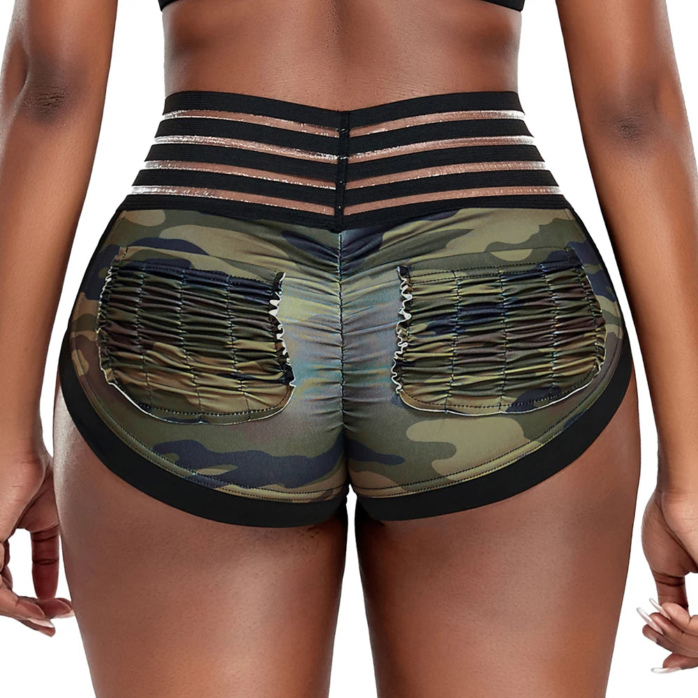 Animal Print High-Waist Yoga Shorts - Scrunch Butt, Breathable Gym Workout for Women - SHORTS LAND