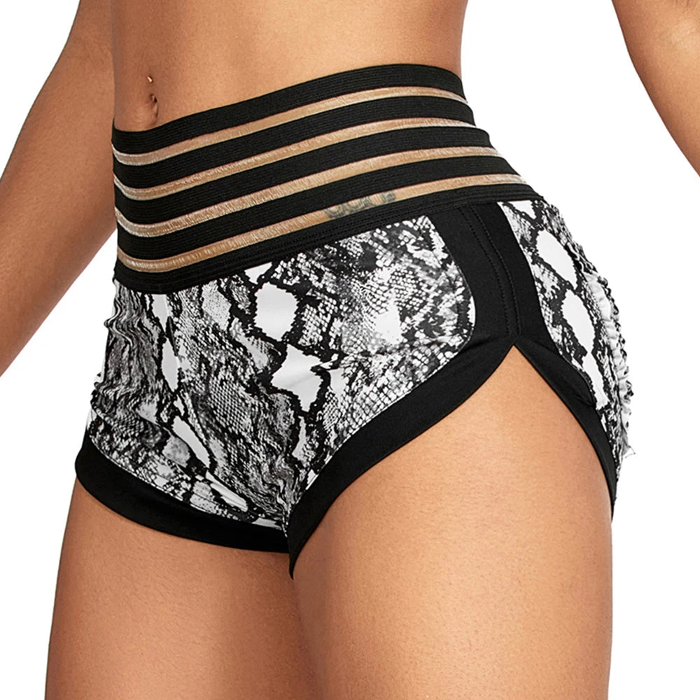 Animal Print High-Waist Yoga Shorts - Scrunch Butt, Breathable Gym Workout for Women - SHORTS LAND