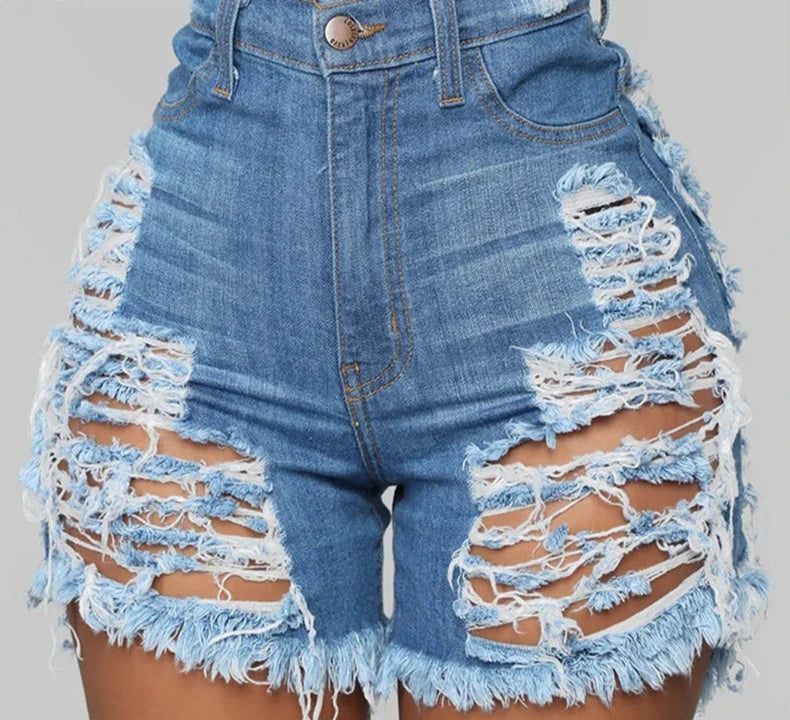 Edgy Ripped Jorts⎥Tasseled Jean Booty Shorts for Women.