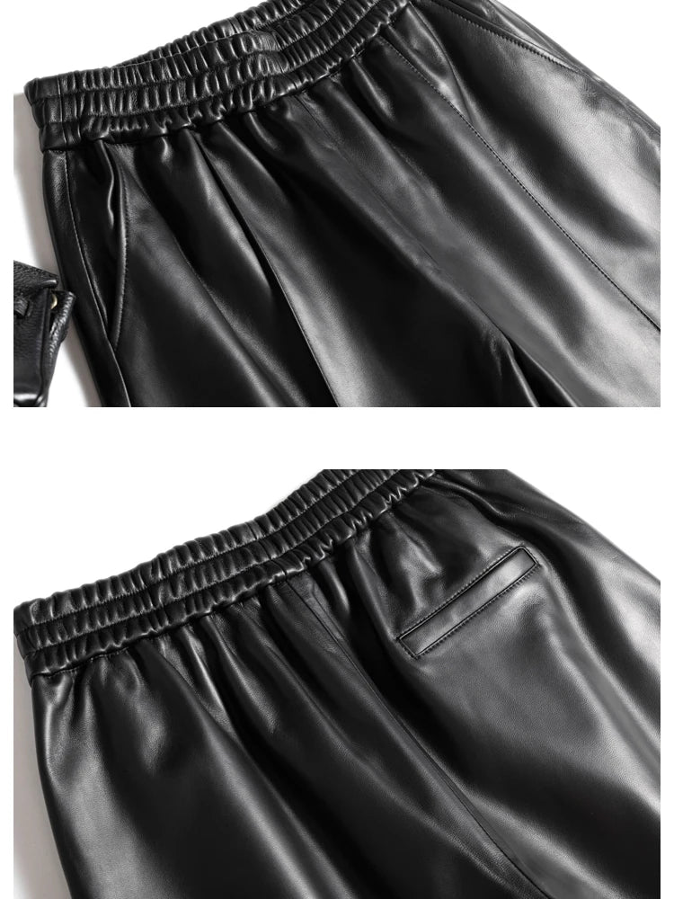 Authentic Leather Bermuda for Women ⎥ Wide Leg & Pockets Shorts.