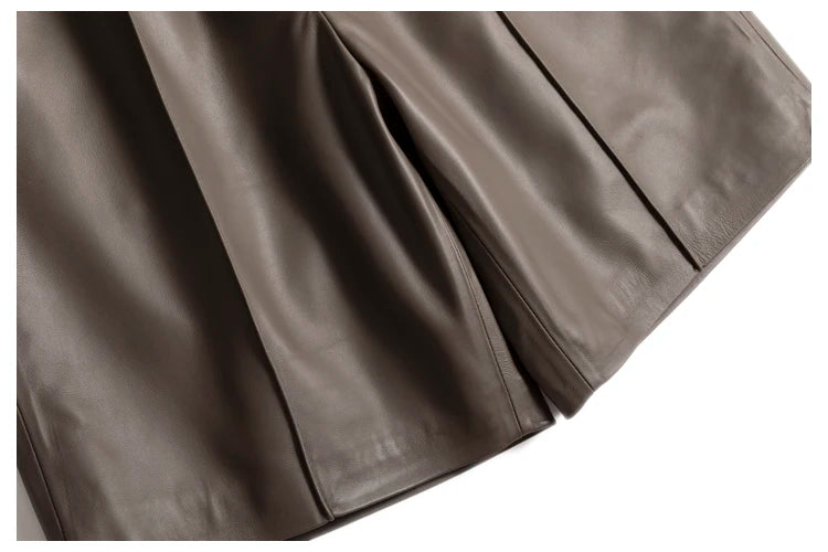 Authentic Leather Bermuda for Women ⎥ Wide Leg & Pockets Shorts.