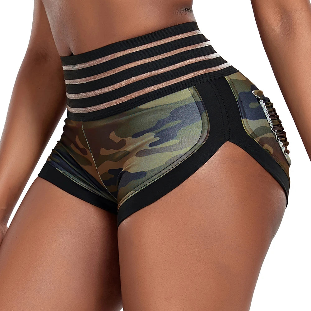 Animal Print High-Waist Yoga Shorts - Scrunch Butt, Breathable Gym Workout for Women - SHORTS LAND